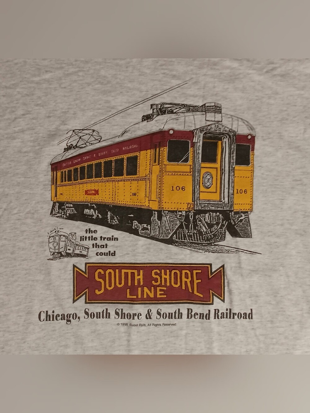 Vintage South Shore Lines Chicago t-shirt Train 106 Caboose Track Locomotive